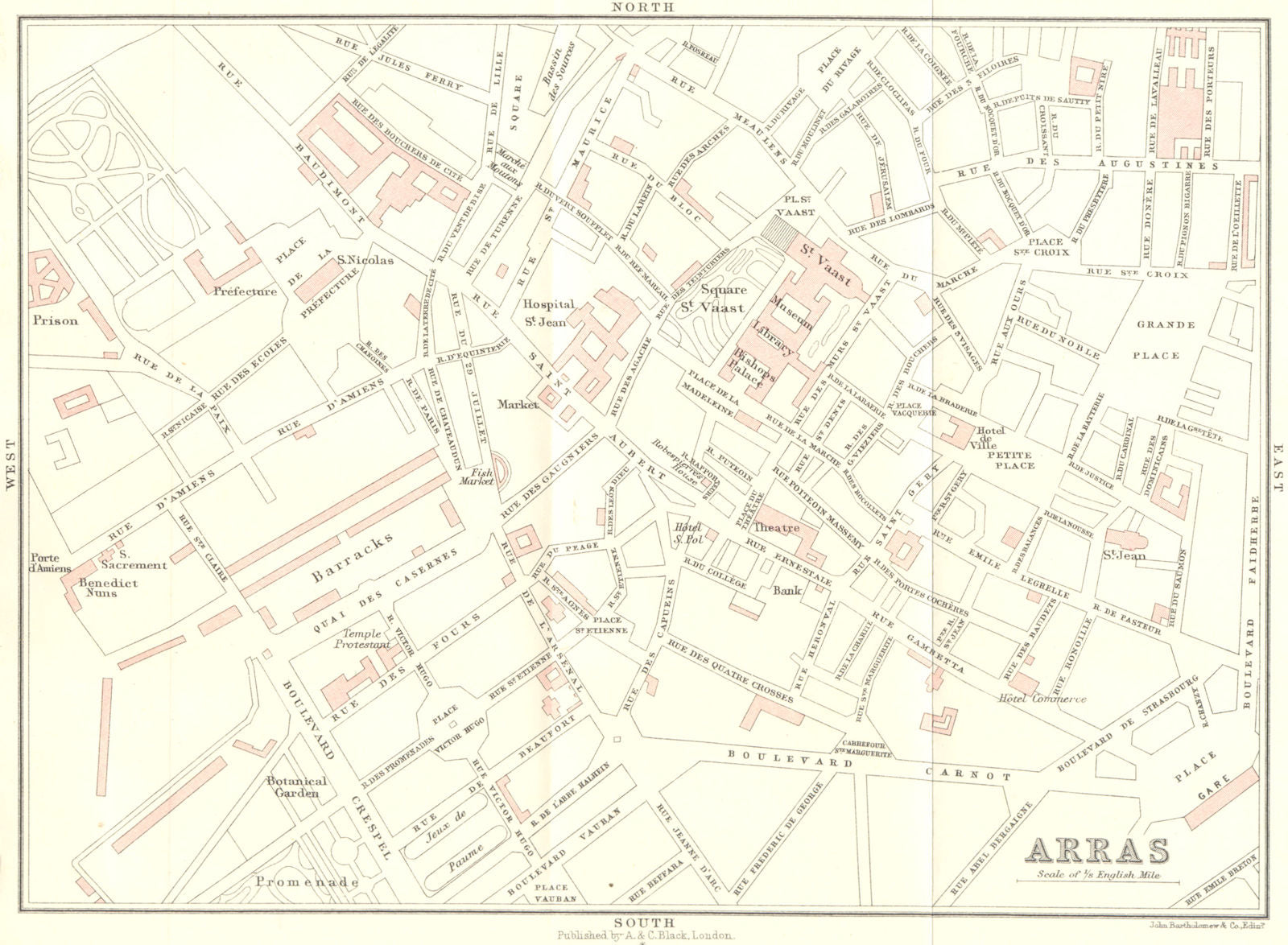 PAS-DE-CALAIS. Dunkerque to Paris. Arras 1913 old antique map plan chart